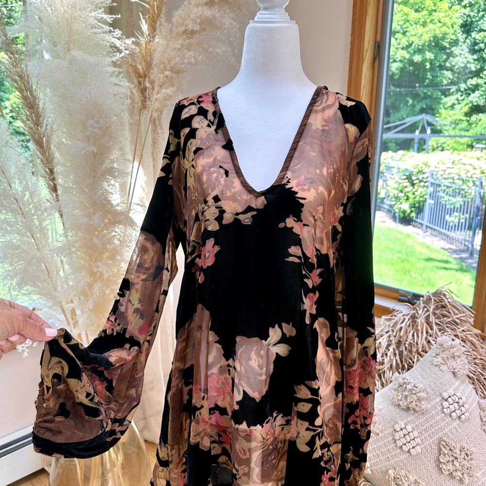 Free People Burnout Floral Fabric Tunic